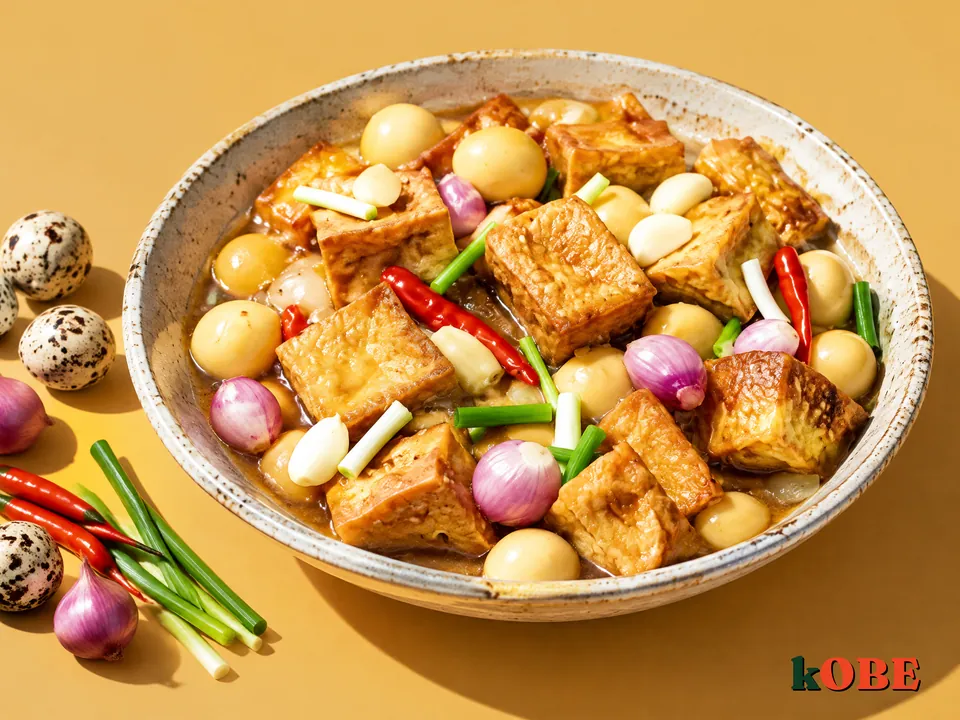 Trứng cút kho đậu hũ