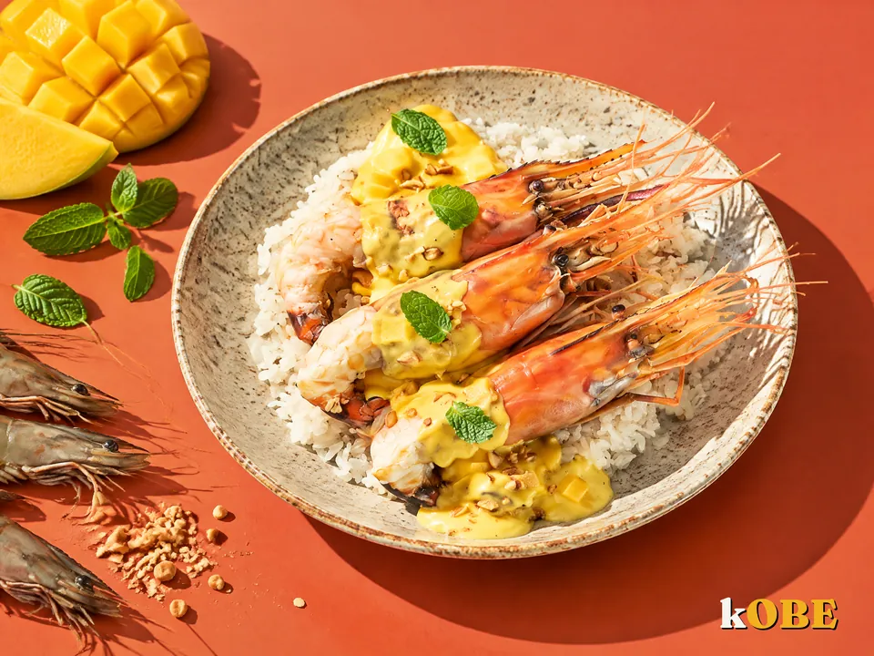 Xôi hấp tôm càng xốt mayonnaise xoài
