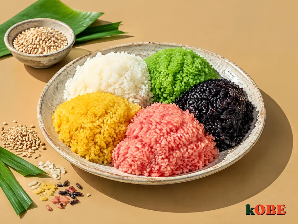 Xoi Ngu Sac (Tay Five Color Sticky Rice), No Added Refined Sugar