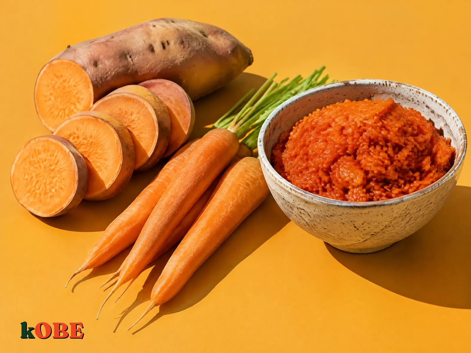 Beta-carotene trong khoai lang, cà rốt: màu cam biết đổi thành vitamin A, và xôi gấc là nhà vô địch